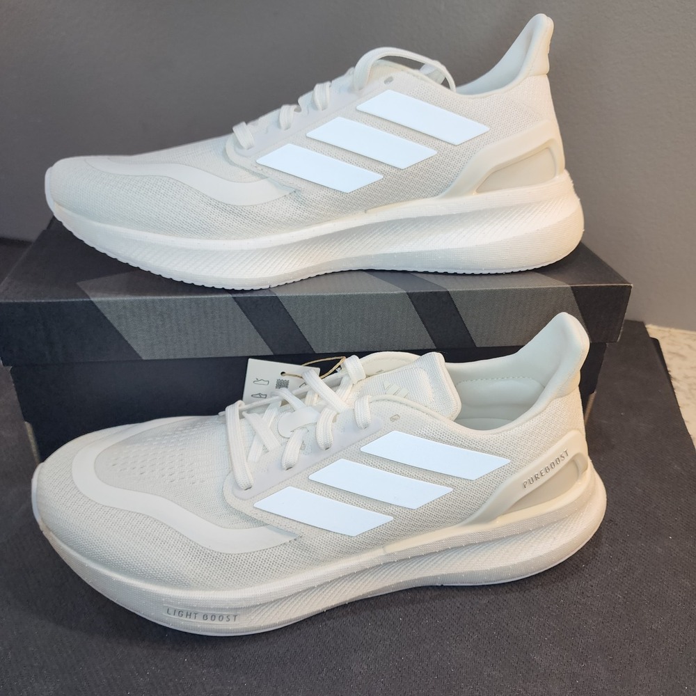 New Adidas PureBoost 5 Womens 9 White Reflective' ID3619 Women Running Gym Shoe